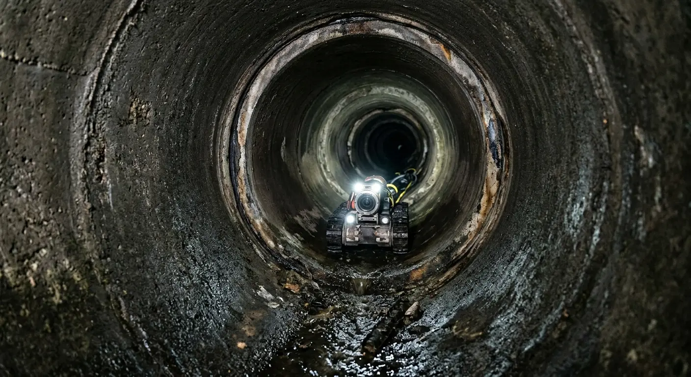 Robotic sewer camera inspecting pipe interior for Sewer Line Repair in Santa Clara